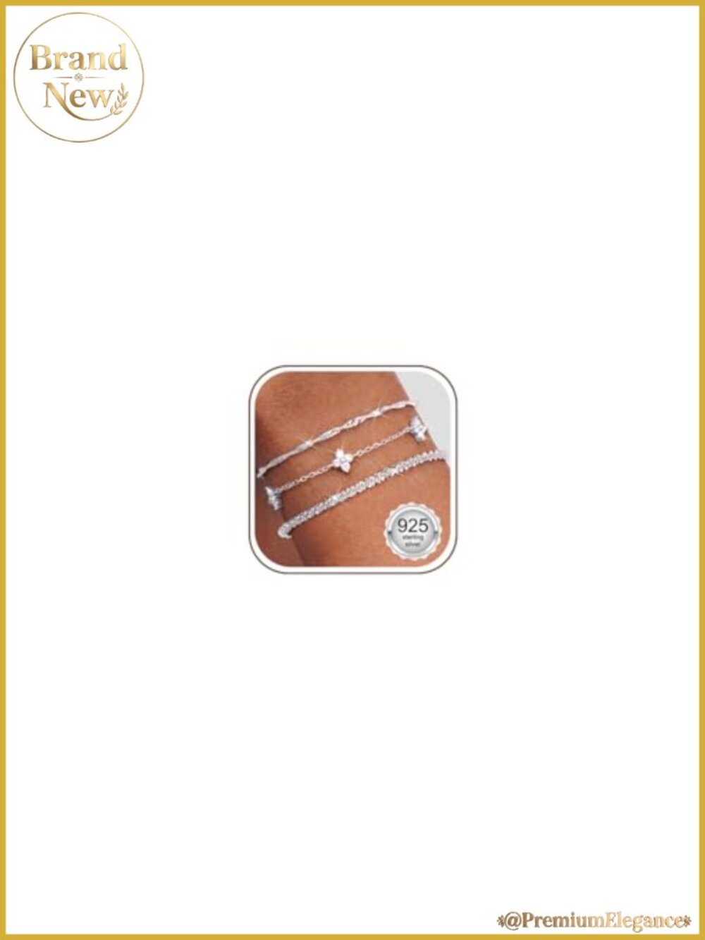 3 Pack Sterling Silver Bracelets Stackable Dainty CZ Waterproof